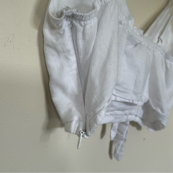 White Cottage Core Front Tie Crop Top White - Picture 10 of 13